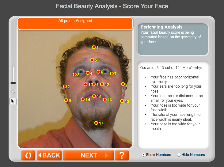 A photo I took when I was living in  Cusco Peru , It's probably not the best photo I could choose to check my facial symmetry, but it made me laugh.  My score from  Ana Faces Facial Beauty Analysis  was a 3.13.