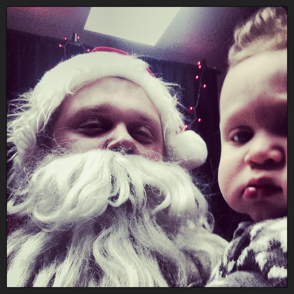  Jacob got to play Santa Claus for Elijah Family Home’s Christmas Party This year. Mateo didn’t know what to think.