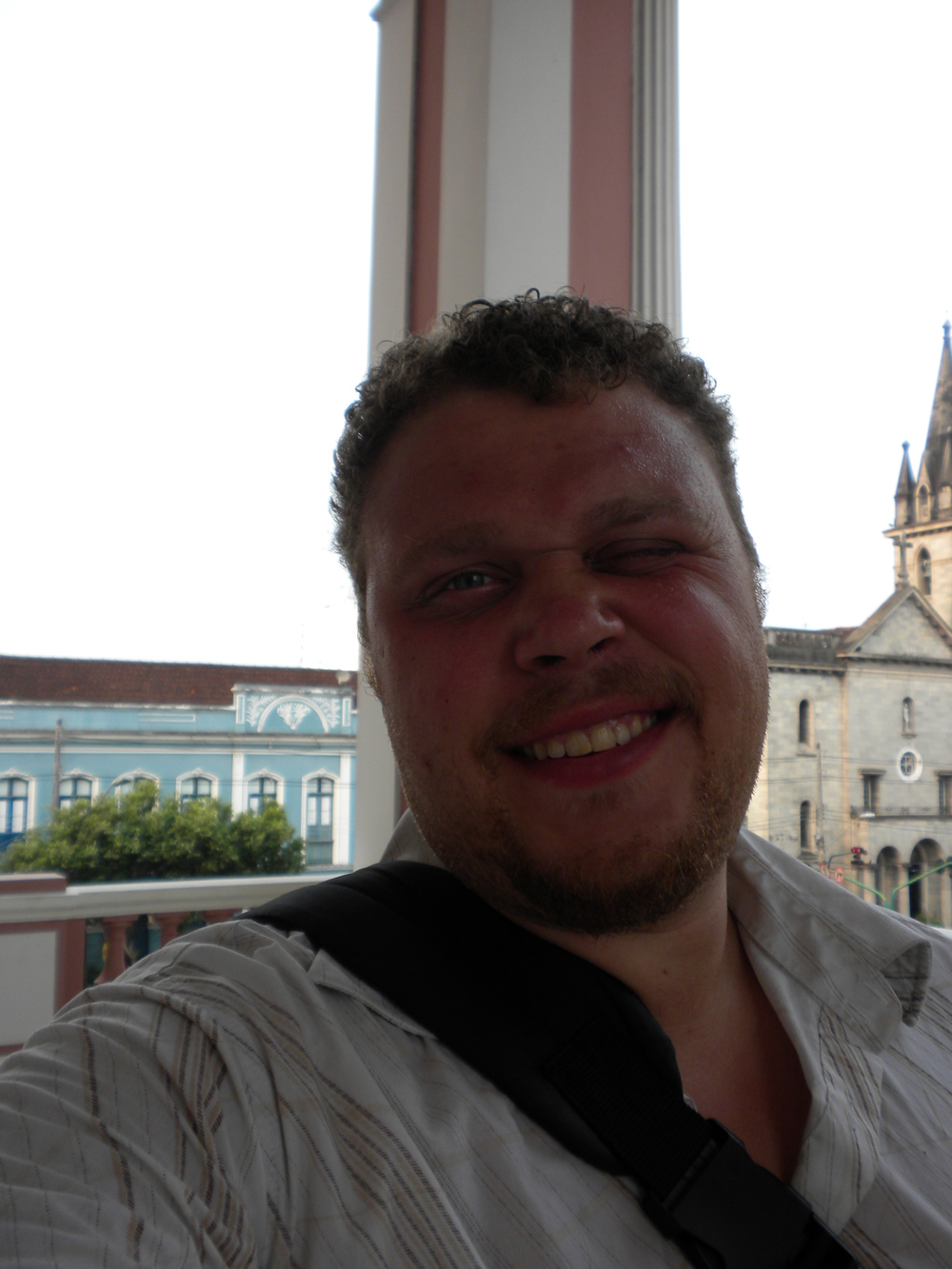   Yep... all my hair is gone! Me in Manaus at the Teatro Amazon with all my hair gone.  