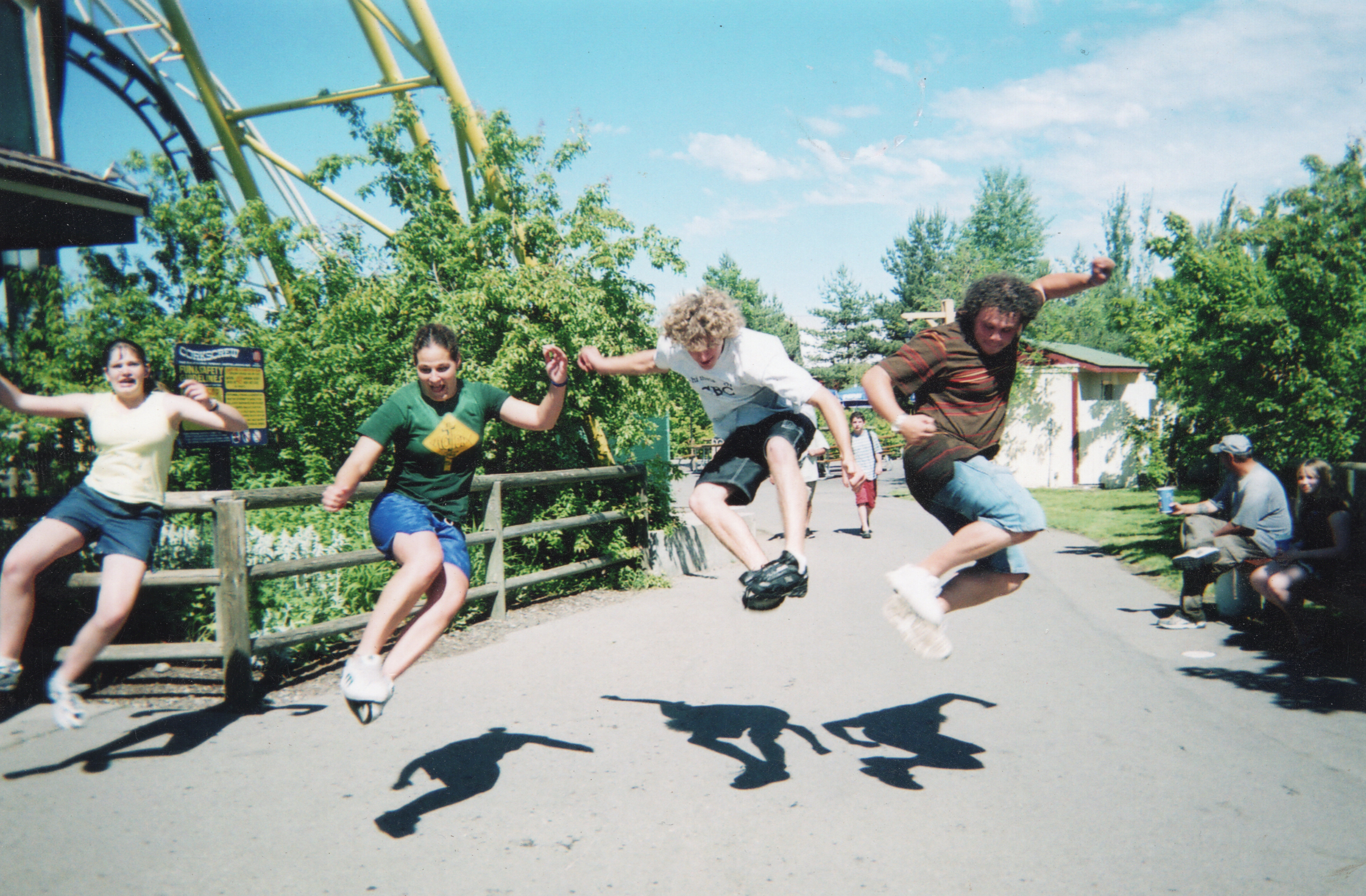 Photo of my friends and I jumping up and clicking our heels.