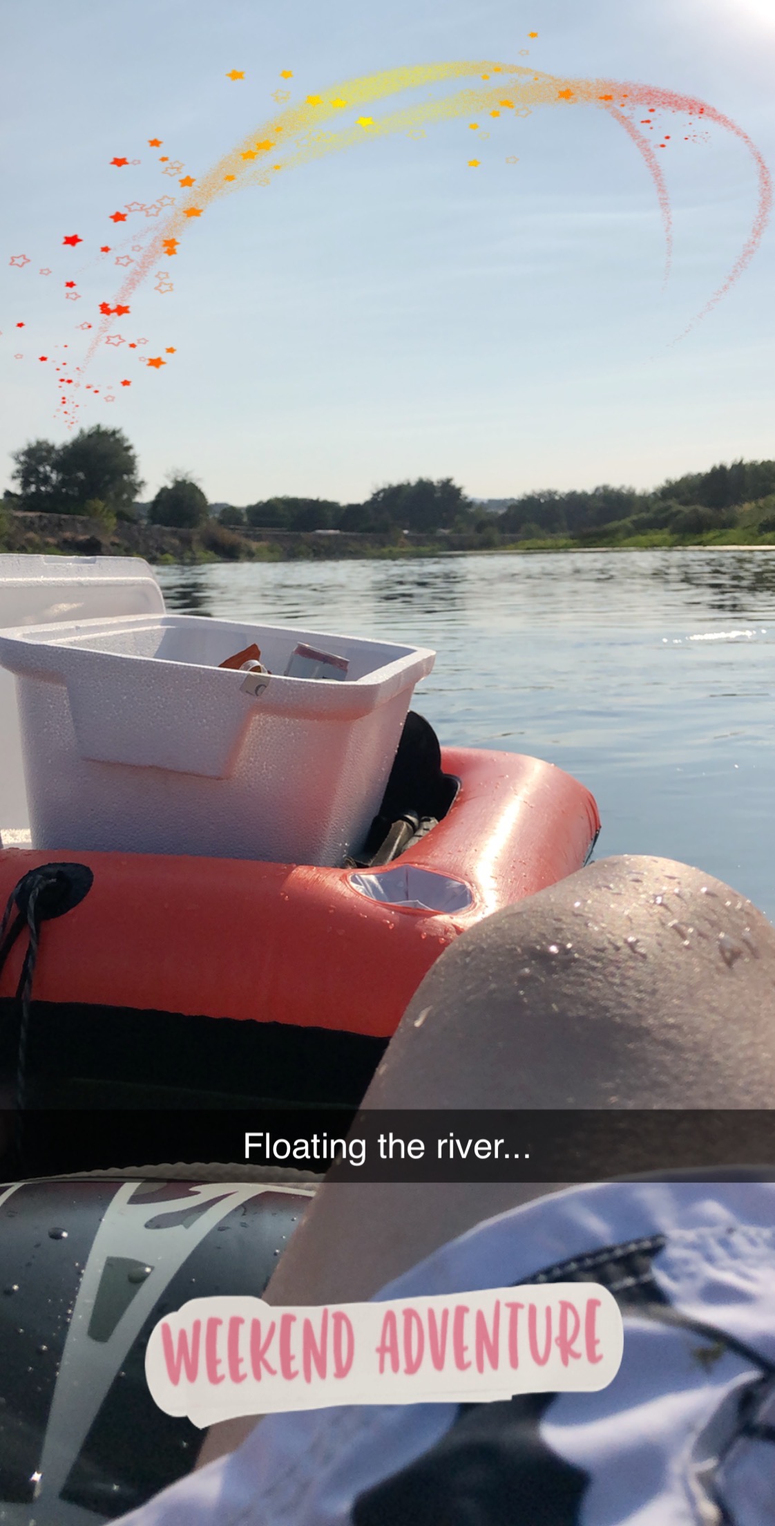 Photo of river with floating cooler