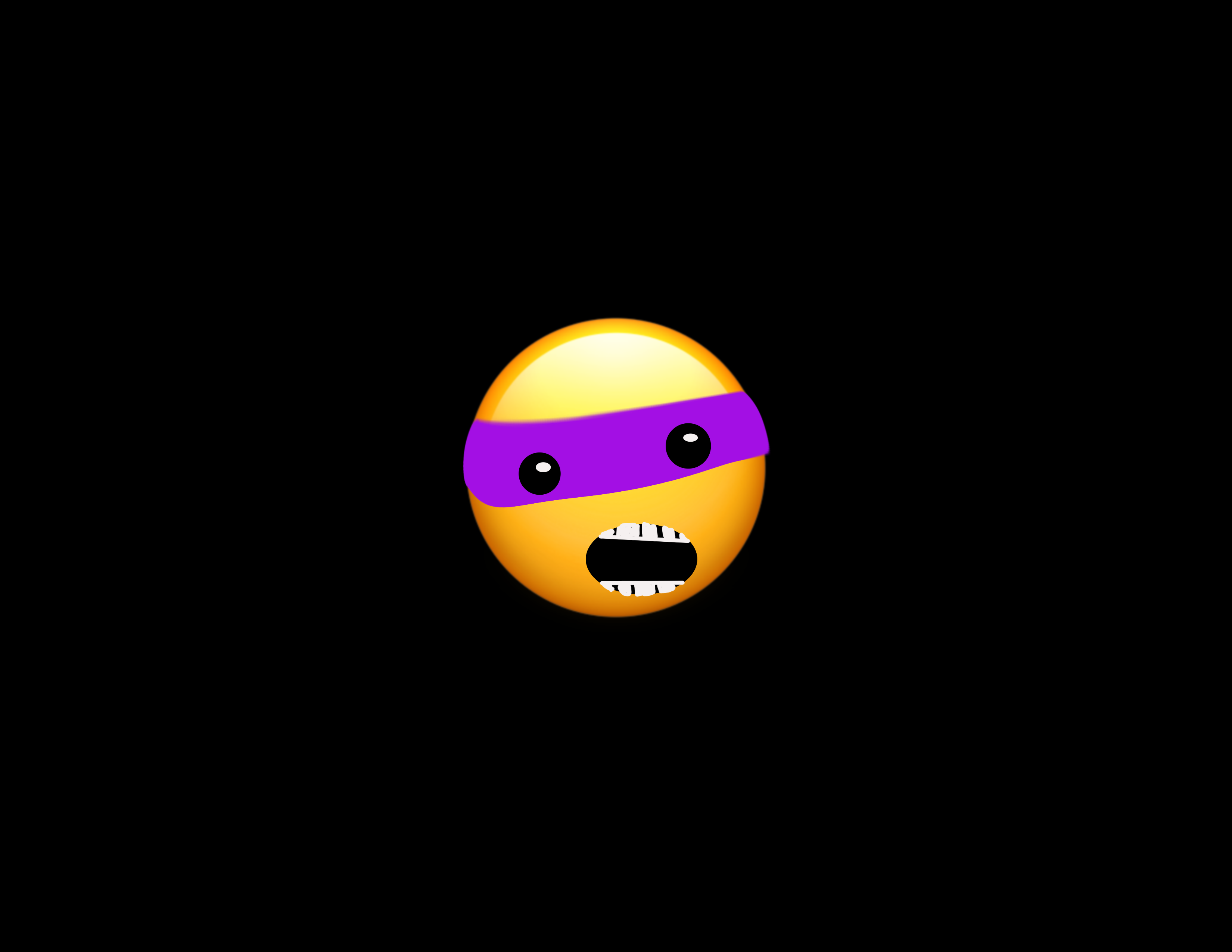 A emoji with a pink bandana and open mouth