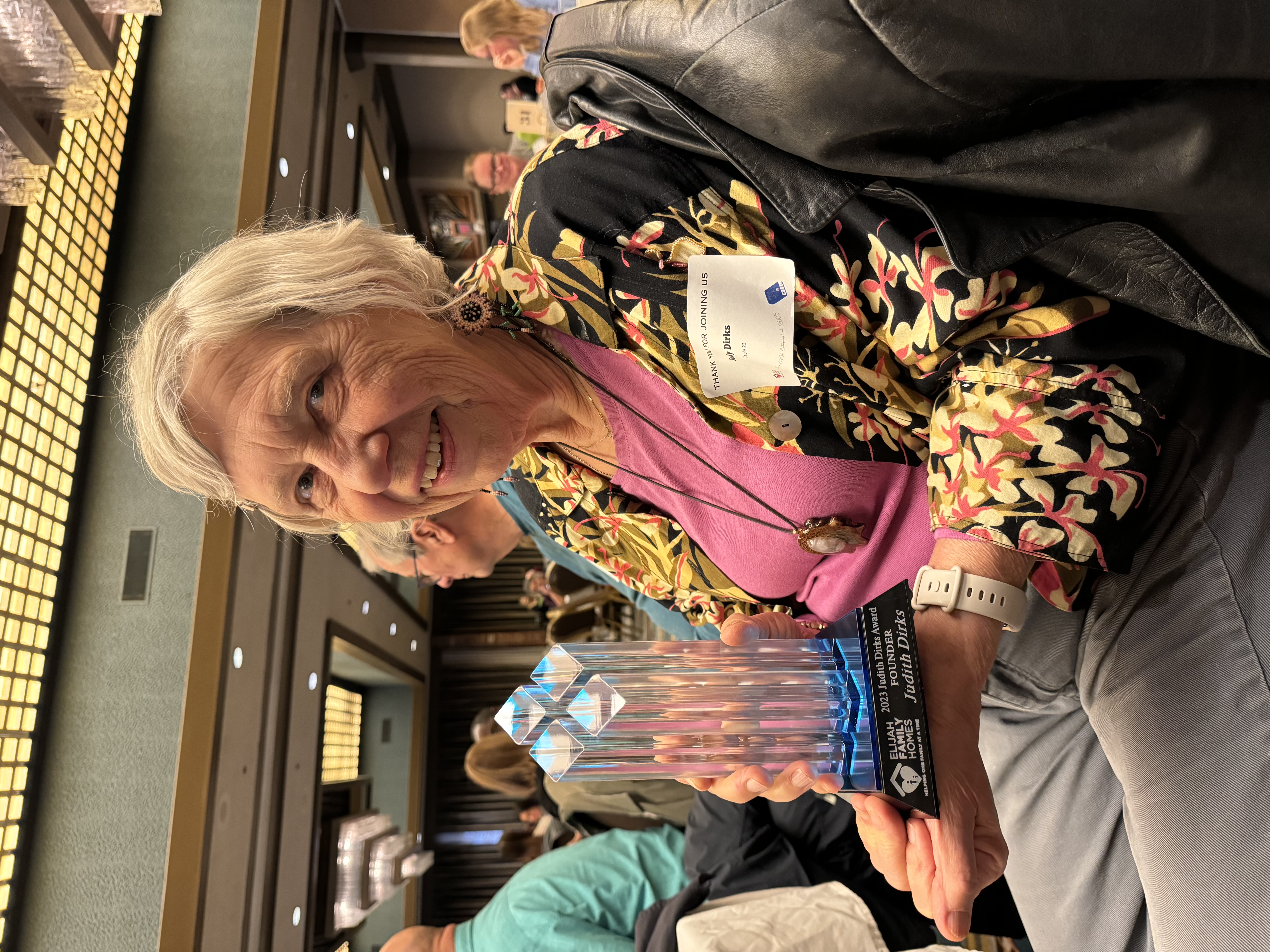 Judy Holding the 2023 Judith Dirks Award