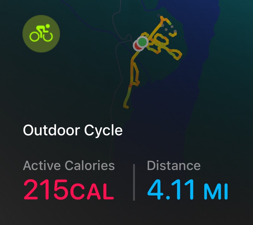 Workout map for an outdoor cycle showing 4.11 miles