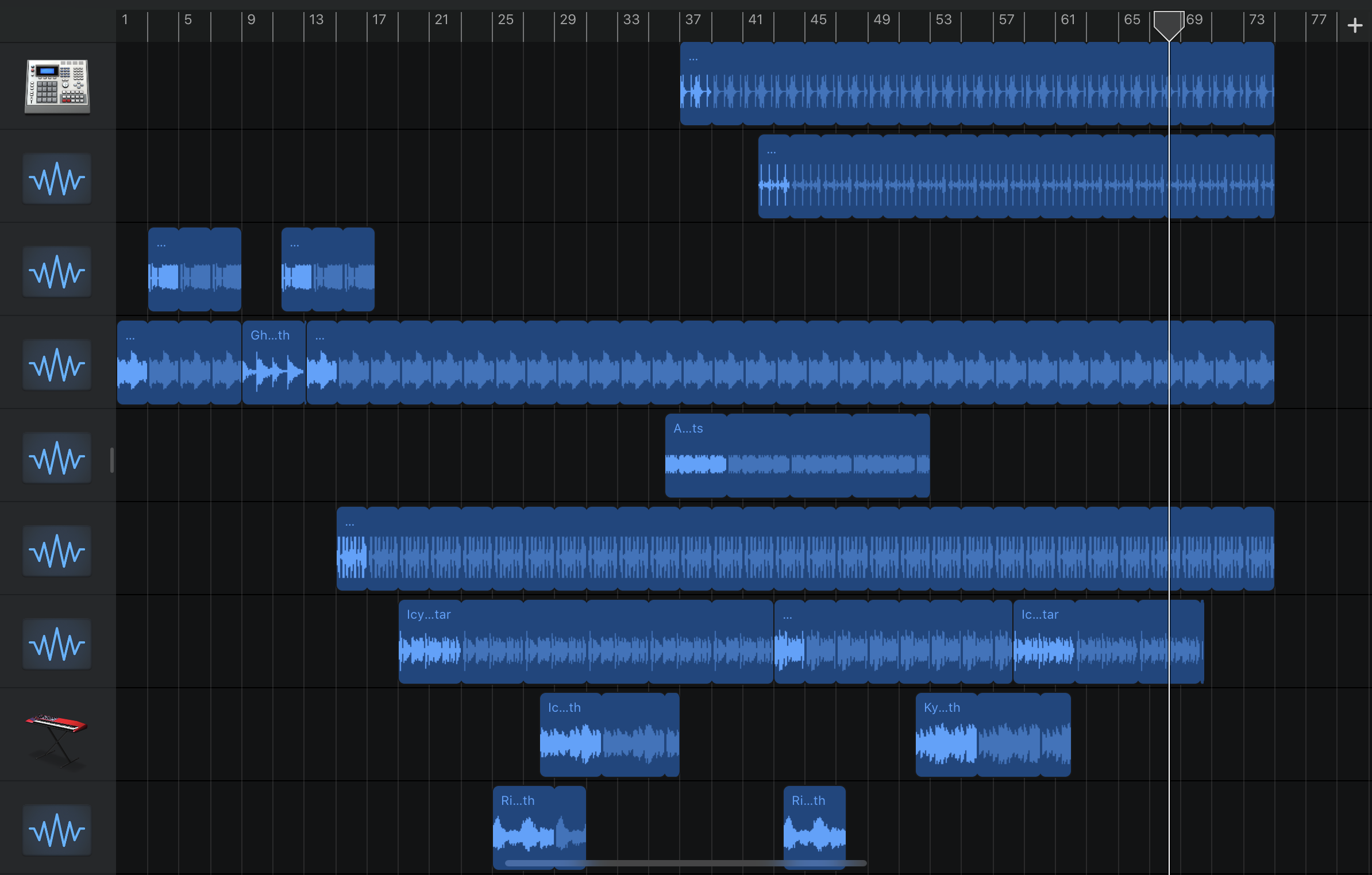 Screenshot of GarageBand Project