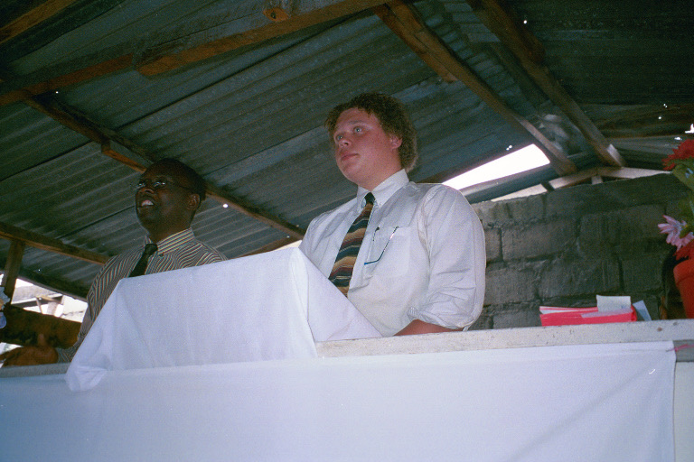 A photo of me preaching in the City of Goma in the Congo