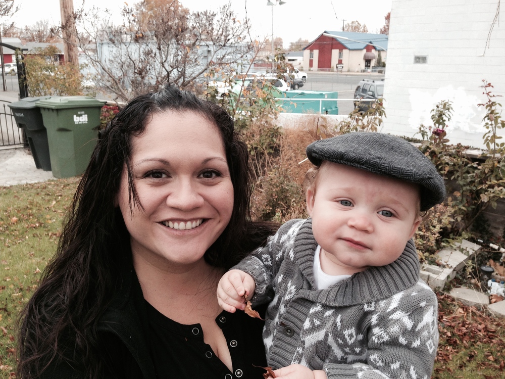  Minnie and Mateo in our back yard in. Mateo was an old man for Halloween.  