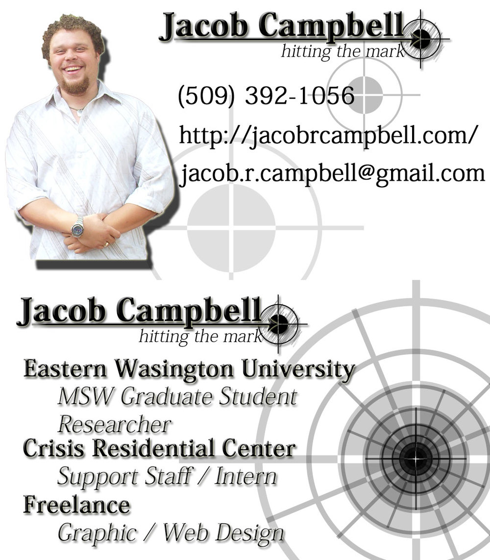  This is the previous version of my business card (slightly updated, due to graduating). I like this version, especially as a more chill and relaxed type of card. I always felt it was semi-professional looking but also relaxed enough I could give it to a new friend too. 