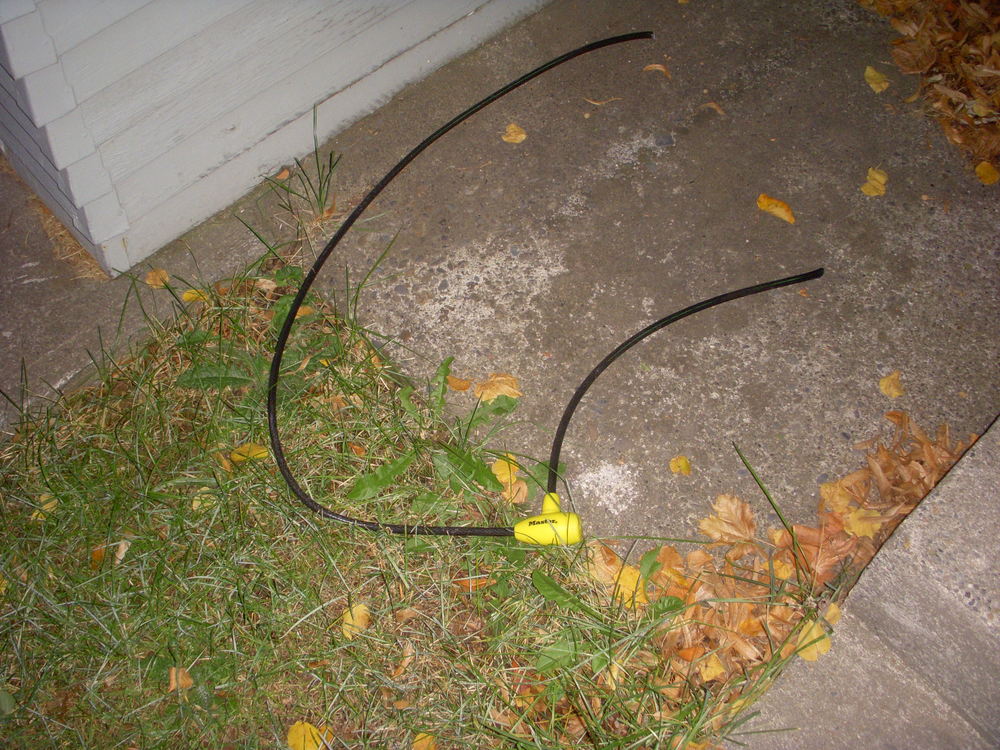  My bike chain cut on my porch. 